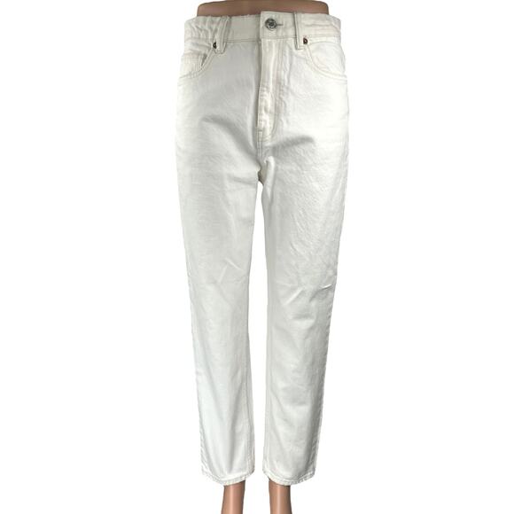 Zara Women's White Straight Leg High Waist Casual Trousers Denim Jeans Size 4 - Picture 1 of 5